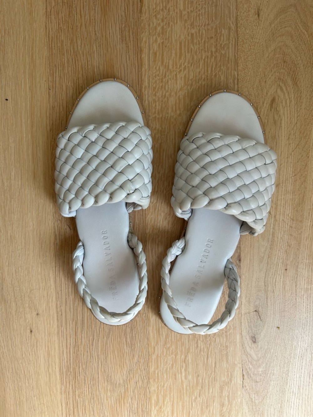 Freda Salvador Vinny Braided Slingback Slide Sandals - White